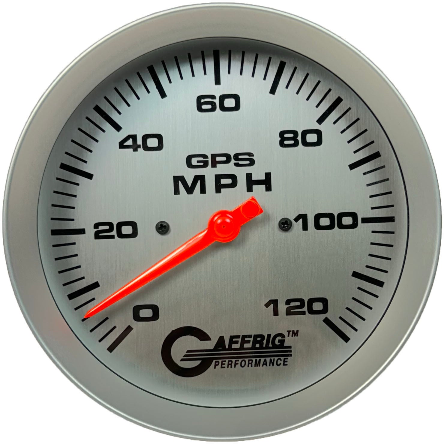 GAFFRIG PART #194549 4 5/8 INCH GPS ANALOG 120 MPH SPEEDOMETER GAUGE HEAD ONLY PLATINUM NO FAT RIM (STANDARD)