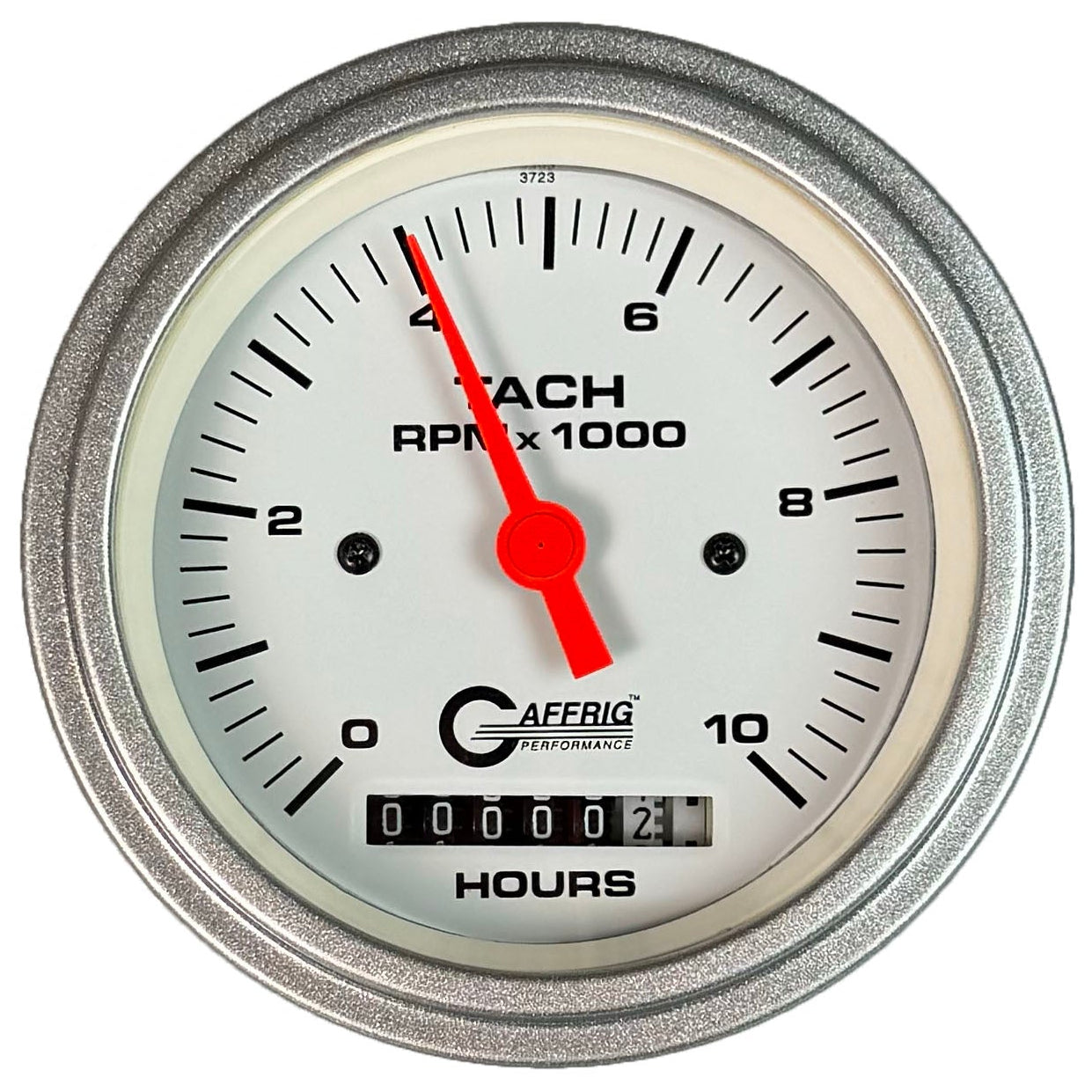 GAFFRIG PART #194756 3 3/8 INCH ELECTRIC TACH/HOUR METER MARINE BOAT GAUGE 0-10000 RPM WHITE