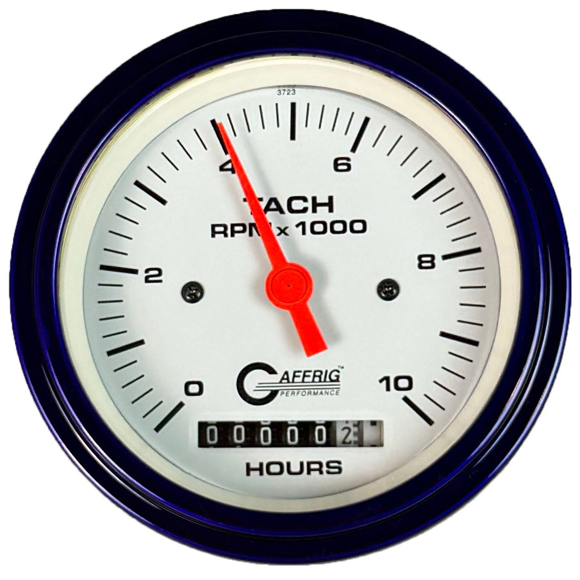 GAFFRIG PART #194756 3 3/8 INCH ELECTRIC TACH/HOUR METER MARINE BOAT GAUGE 0-10000 RPM WHITE
