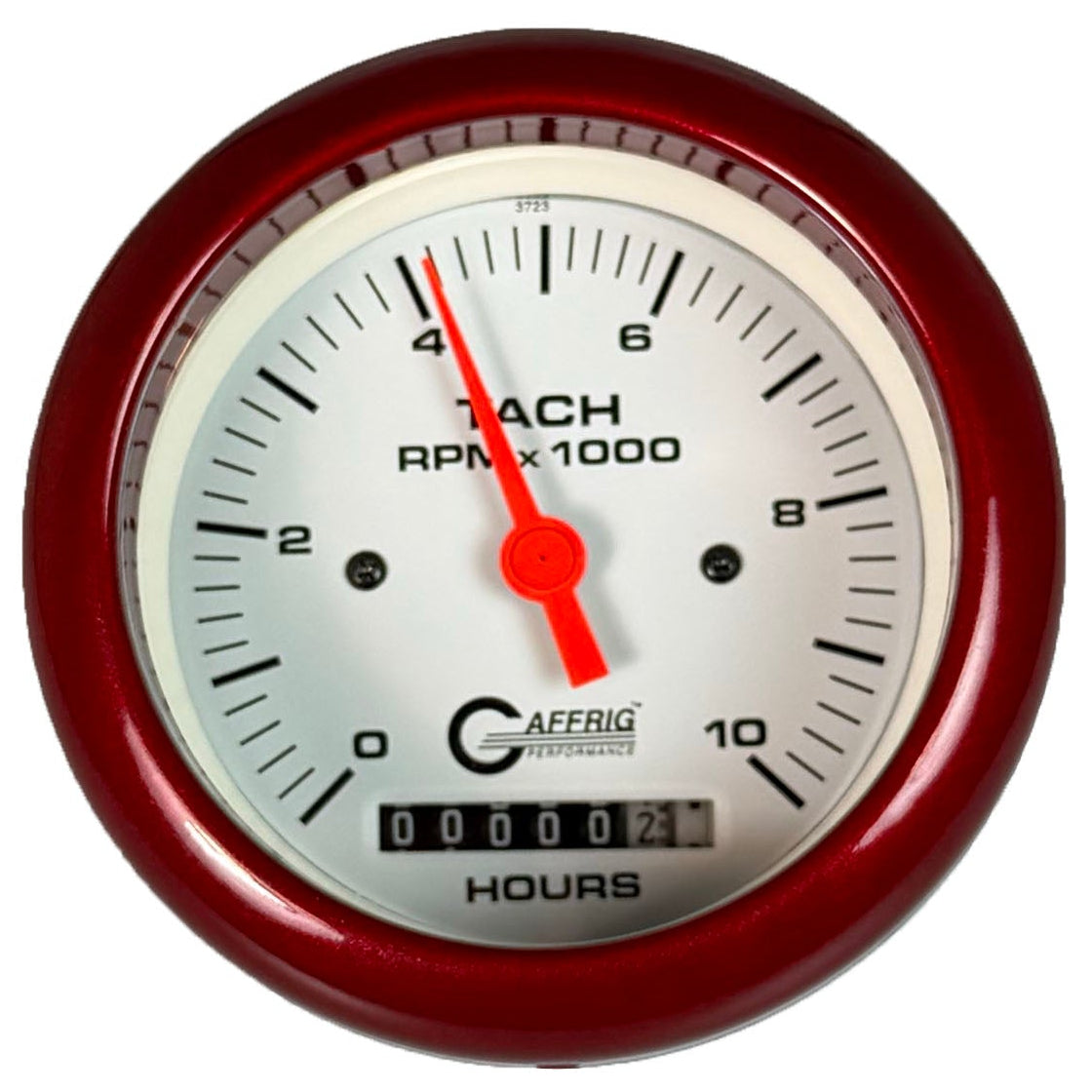 GAFFRIG PART #194756 3 3/8 INCH ELECTRIC TACH/HOUR METER MARINE BOAT GAUGE 0-10000 RPM WHITE