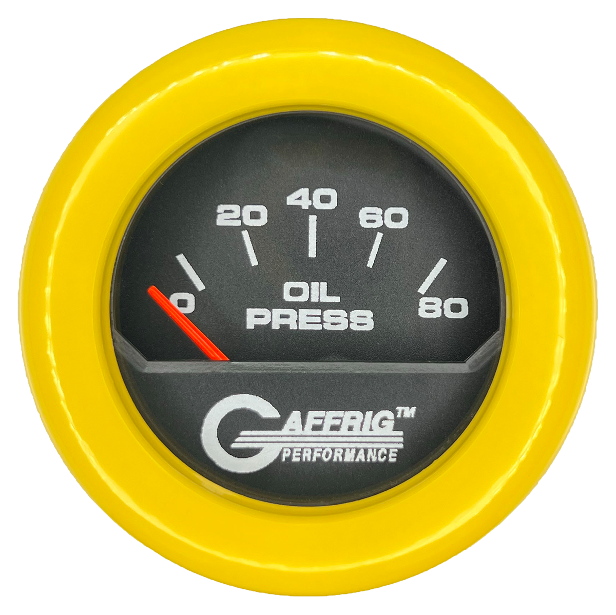 #195016 2 INCH ELECTRIC OIL PRESSURE 0-80 PSI Black Yellow / Step