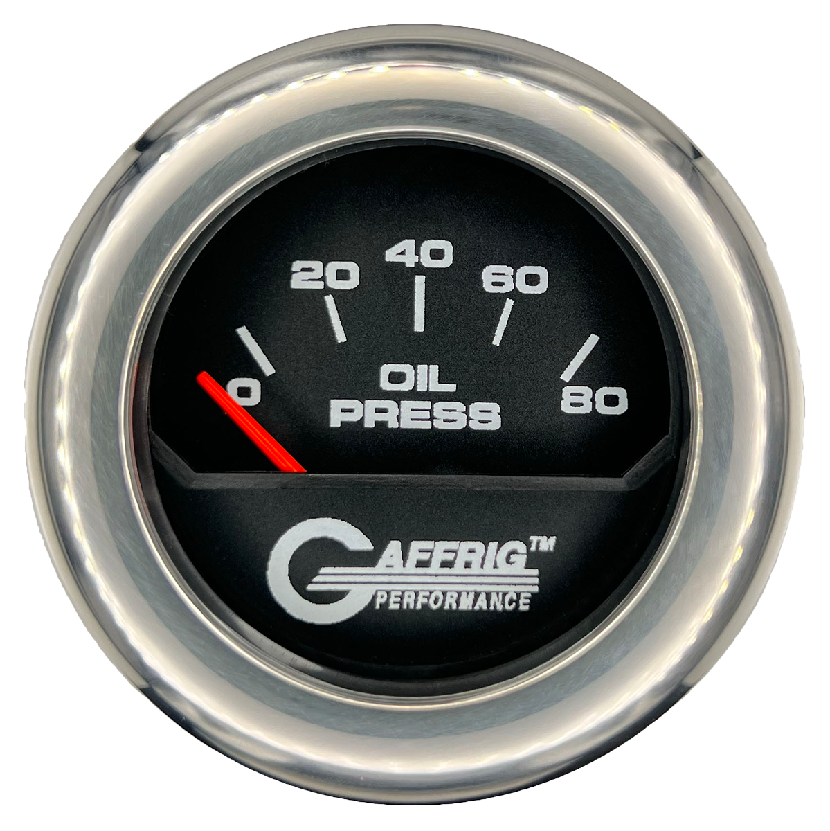 #195016 2 INCH ELECTRIC OIL PRESSURE 0-80 PSI Black Chrome / Step