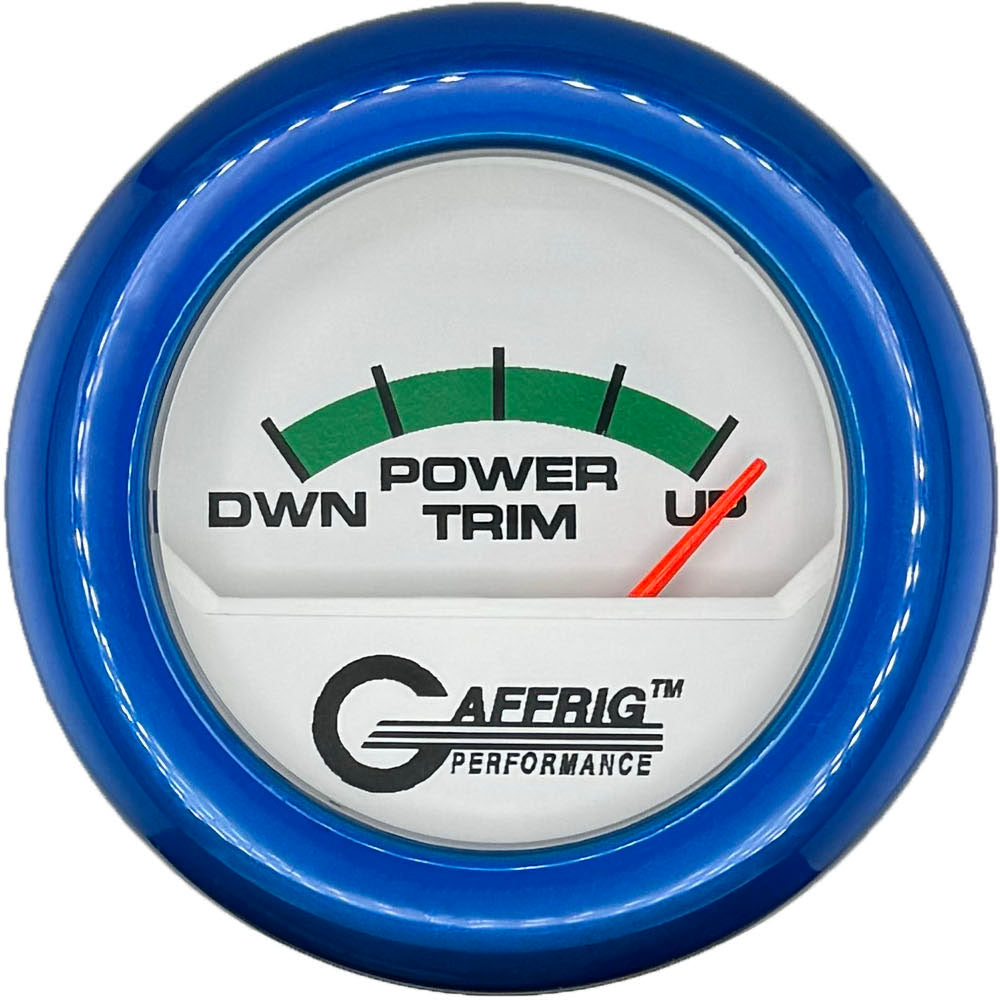 GAFFRIG PART #195526 2 INCH ELECTRIC TRIM METER MERCURY GAUGE WHITE BLUE / STEP RIM