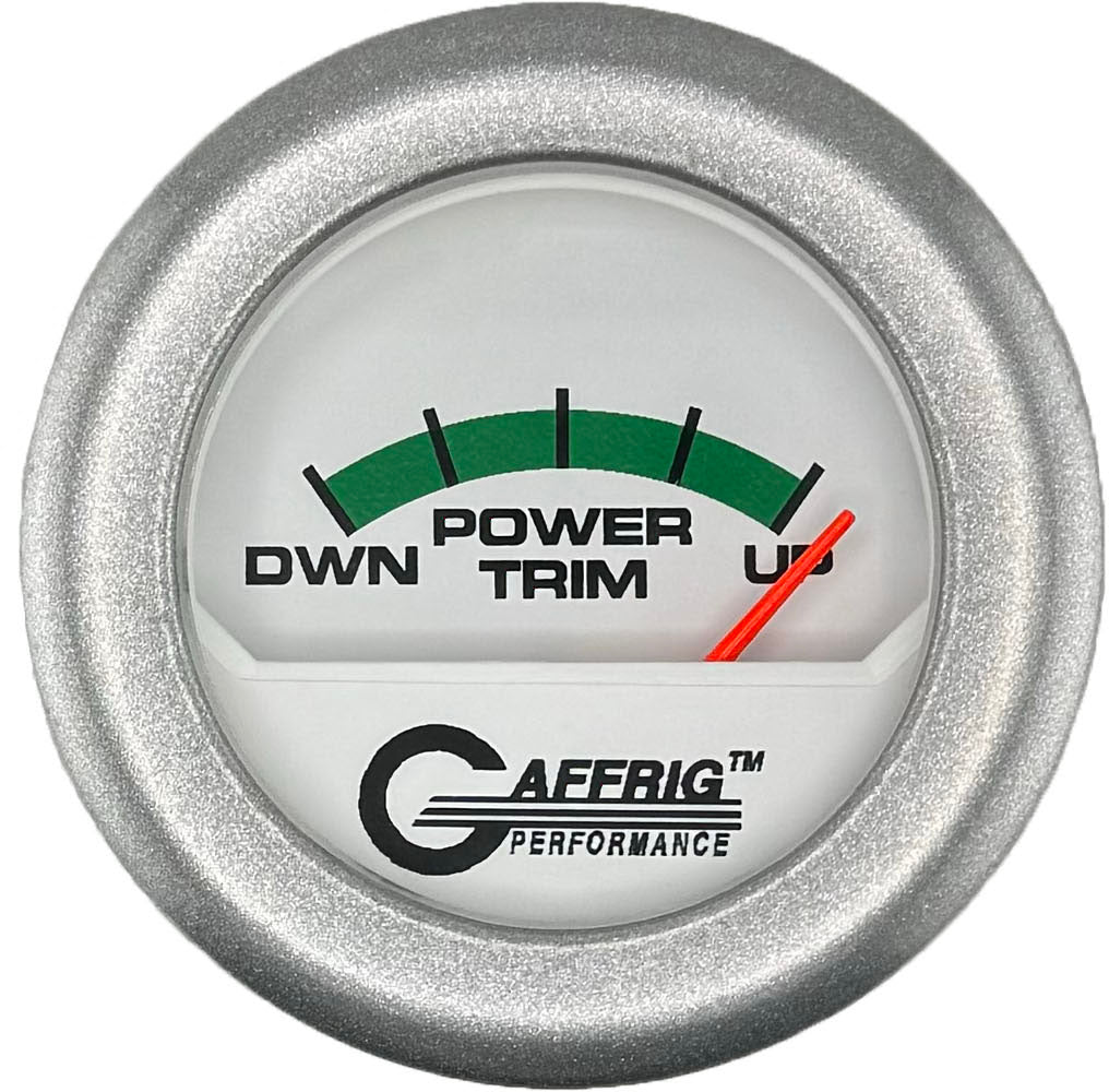 GAFFRIG PART #195526 2 INCH ELECTRIC TRIM METER MERCURY GAUGE WHITE PLATINUM / STEP RIM