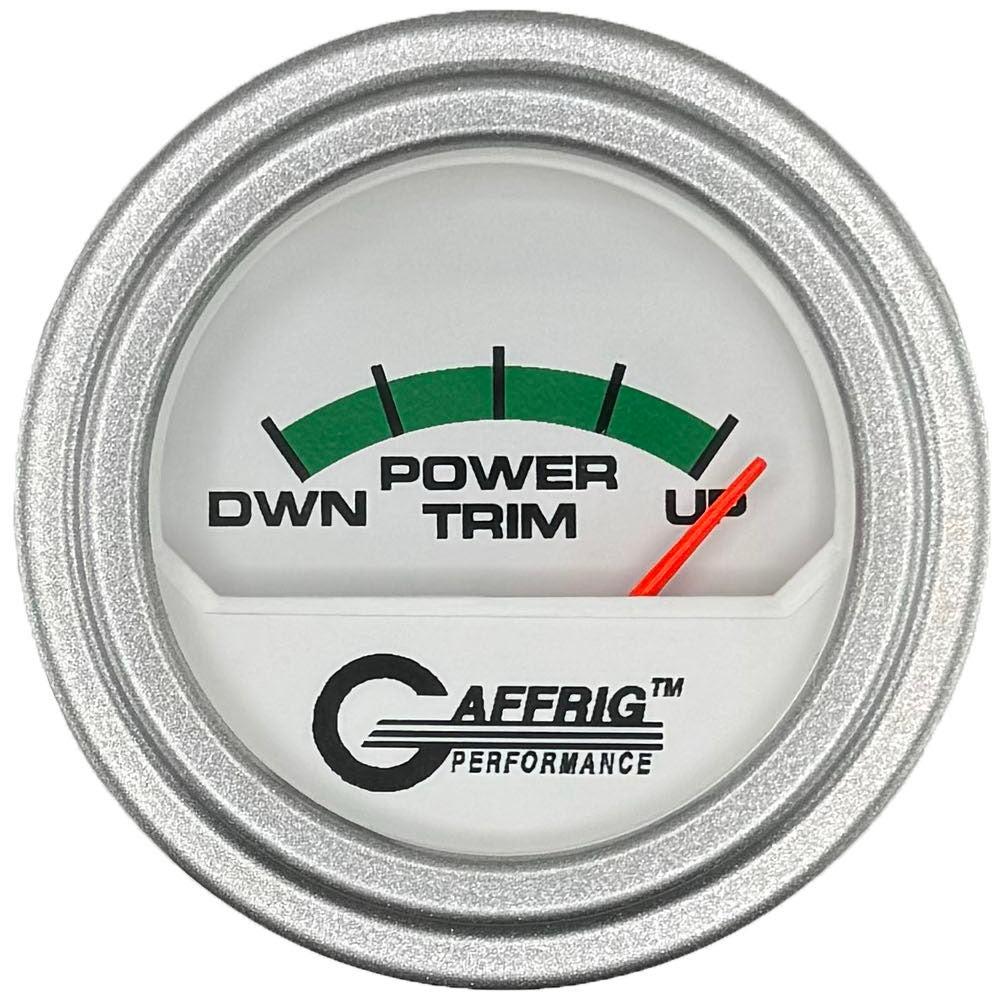 GAFFRIG PART #195526 2 INCH ELECTRIC TRIM METER MERCURY GAUGE WHITE PLATINUM / STEP RIM