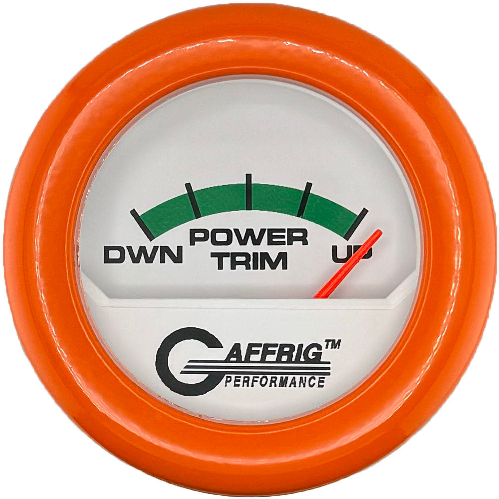 GAFFRIG PART #195526 2 INCH ELECTRIC TRIM METER MERCURY GAUGE WHITE ORANGE / STEP RIM