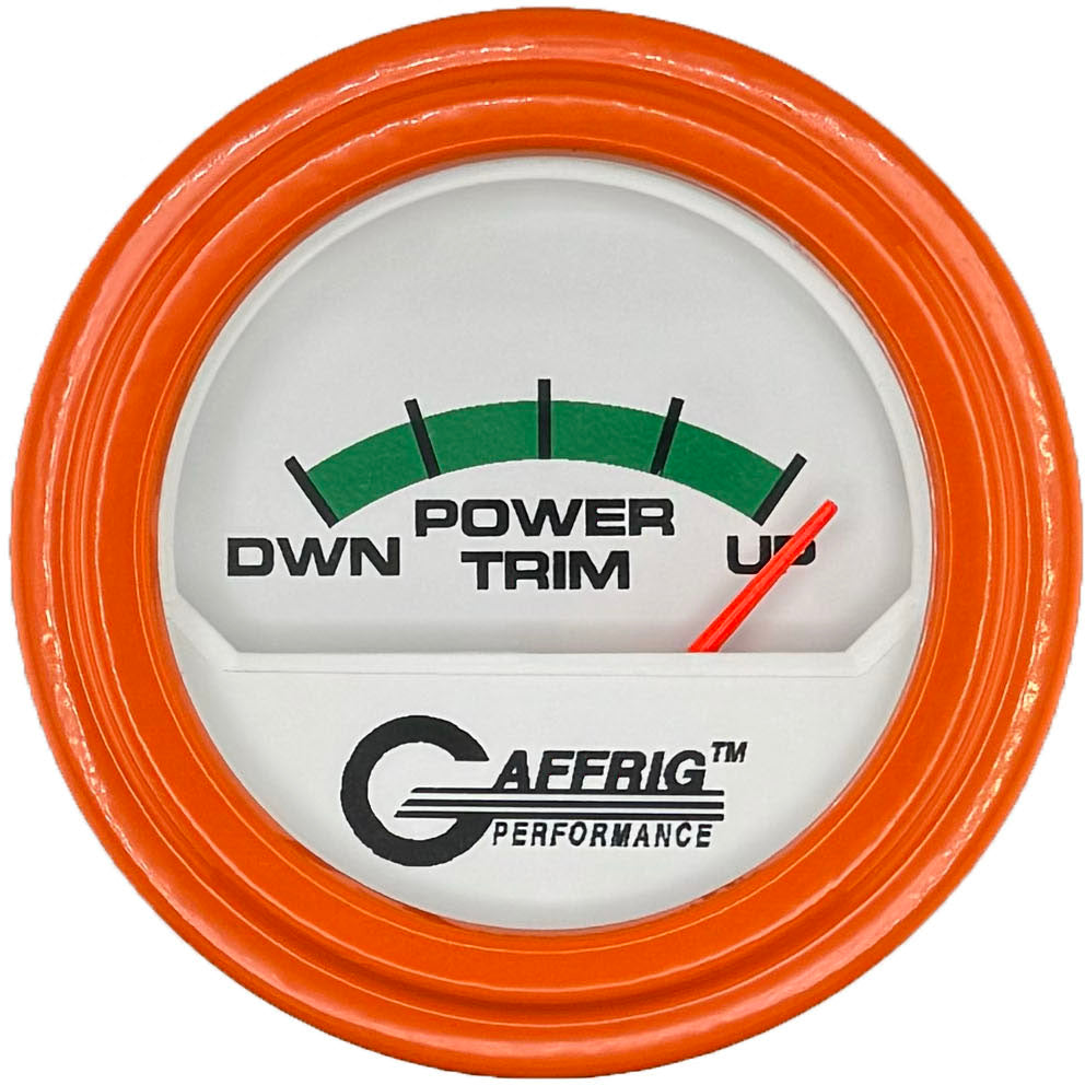 GAFFRIG PART #195526 2 INCH ELECTRIC TRIM METER MERCURY GAUGE WHITE ORANGE / STEP RIM