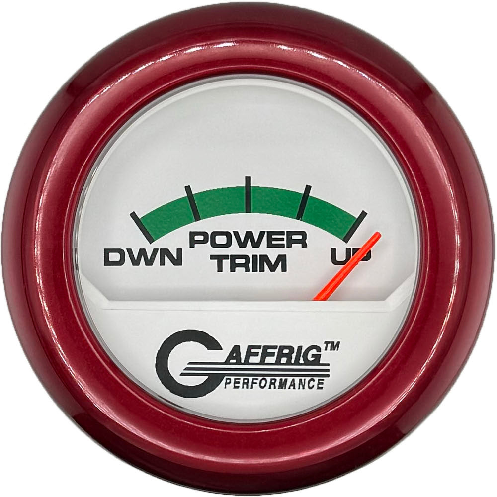 GAFFRIG PART #195526 2 INCH ELECTRIC TRIM METER MERCURY GAUGE WHITE RED / STEP RIM