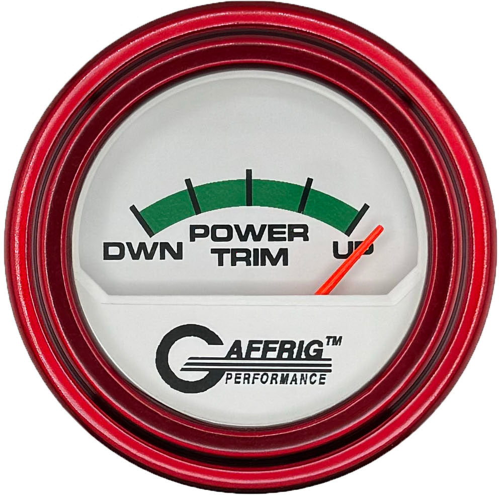 GAFFRIG PART #195526 2 INCH ELECTRIC TRIM METER MERCURY GAUGE WHITE RED / STEP RIM
