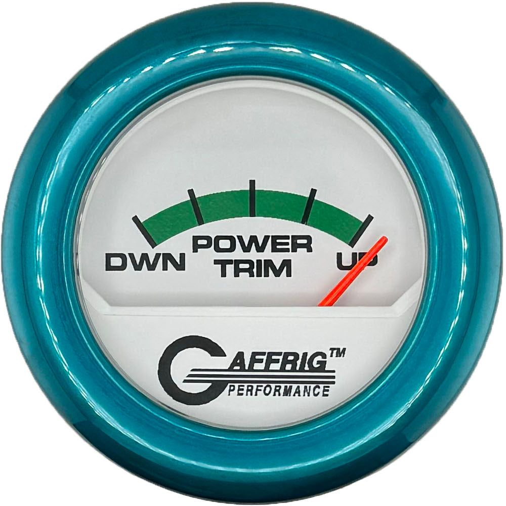 GAFFRIG PART #195526 2 INCH ELECTRIC TRIM METER MERCURY GAUGE WHITE TEAL / STEP RIM