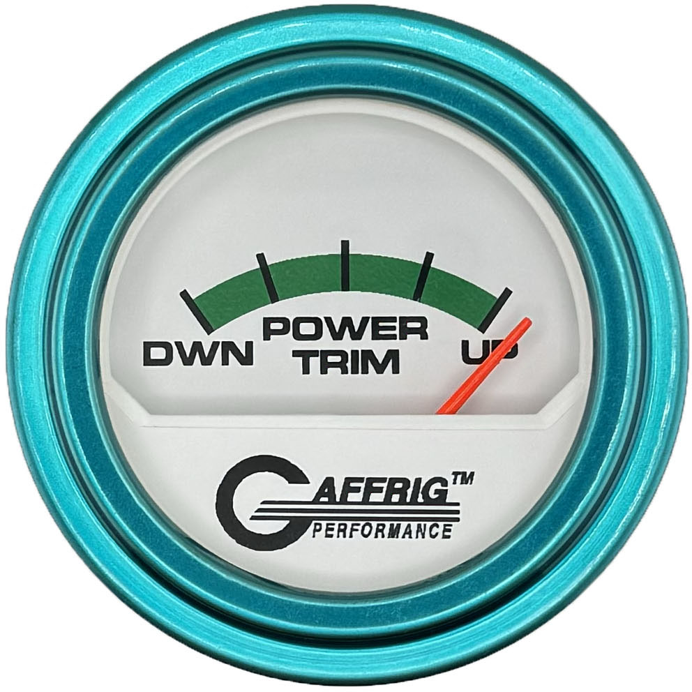 GAFFRIG PART #195526 2 INCH ELECTRIC TRIM METER MERCURY GAUGE WHITE TEAL / STEP RIM