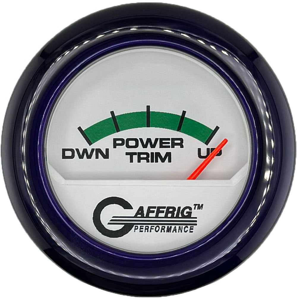 GAFFRIG PART #195526 2 INCH ELECTRIC TRIM METER MERCURY GAUGE WHITE PURPLE / STEP RIM