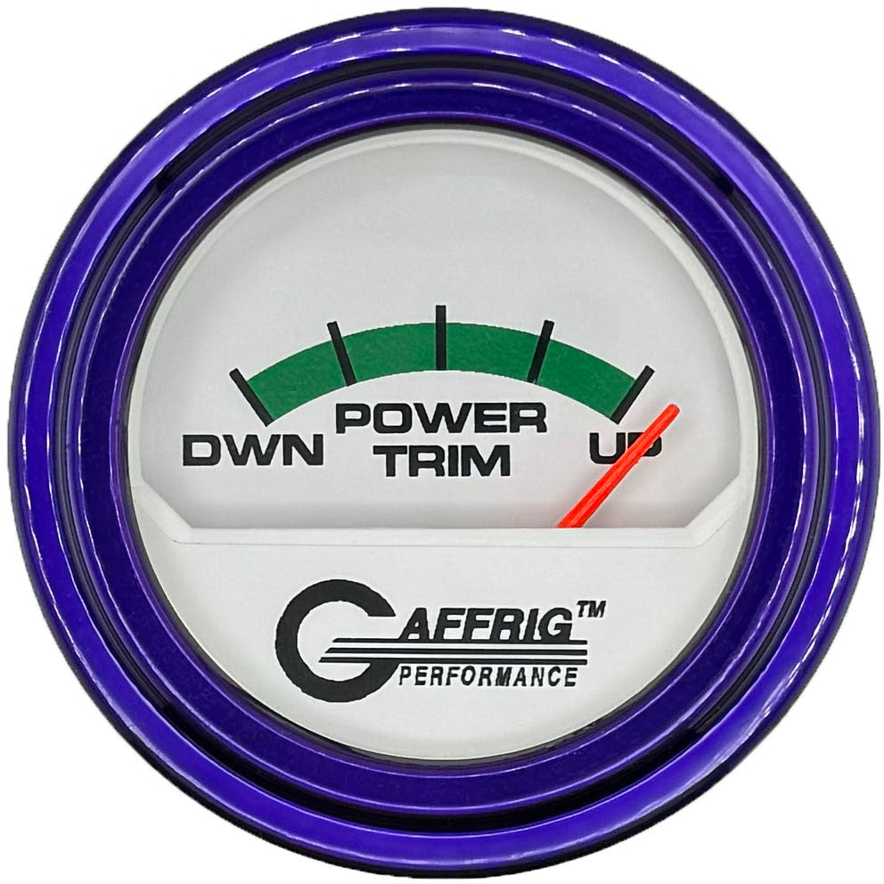 GAFFRIG PART #195526 2 INCH ELECTRIC TRIM METER MERCURY GAUGE WHITE PURPLE / STEP RIM