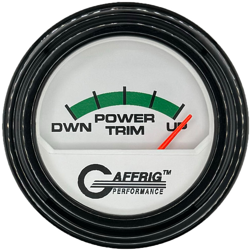 GAFFRIG PART #195526 2 INCH ELECTRIC TRIM METER MERCURY GAUGE WHITE BLACK / STEP RIM