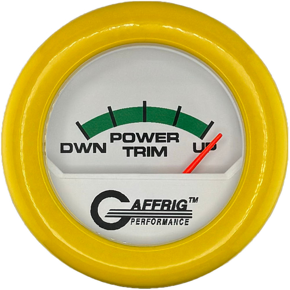 GAFFRIG PART #195526 2 INCH ELECTRIC TRIM METER MERCURY GAUGE WHITE YELLOW / STEP RIM