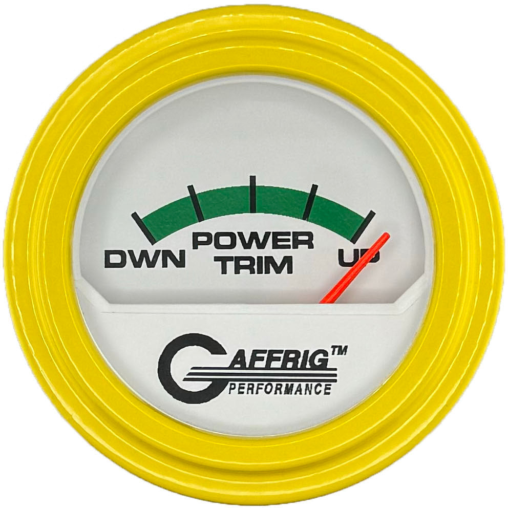 GAFFRIG PART #195526 2 INCH ELECTRIC TRIM METER MERCURY GAUGE WHITE YELLOW / STEP RIM