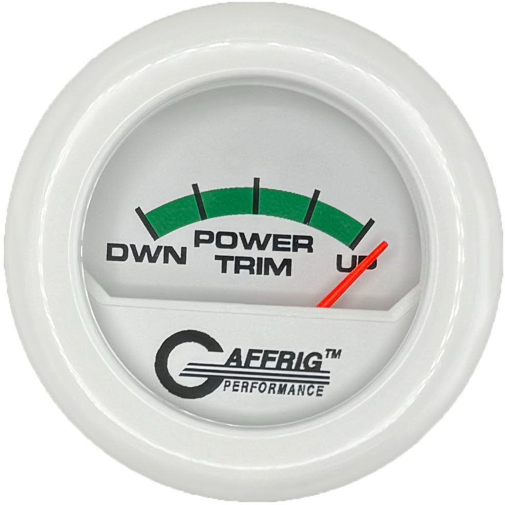 GAFFRIG PART #195526 2 INCH ELECTRIC TRIM METER MERCURY GAUGE WHITE WHITE / FAT RIM