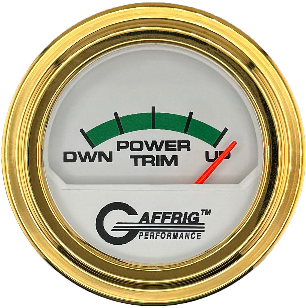 GAFFRIG PART #195526 2 INCH ELECTRIC TRIM METER MERCURY GAUGE WHITE GOLD / STEP RIM