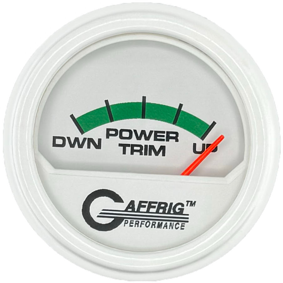 GAFFRIG PART #195526 2 INCH ELECTRIC TRIM METER MERCURY GAUGE WHITE WHITE / STEP RIM