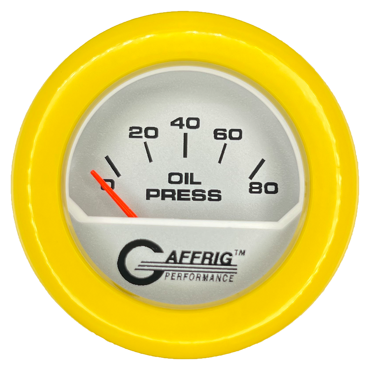 #195816 2 INCH ELECTRIC OIL PRESSURE 0-80 PSI PLATINUM Yellow / Step