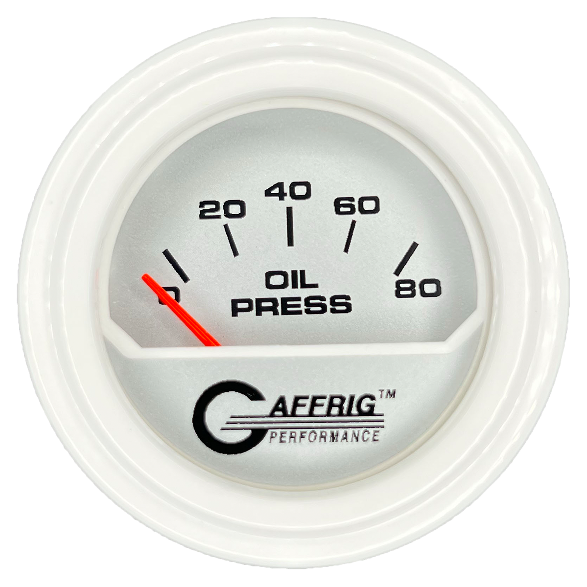 #195816 2 INCH ELECTRIC OIL PRESSURE 0-80 PSI PLATINUM White / Step