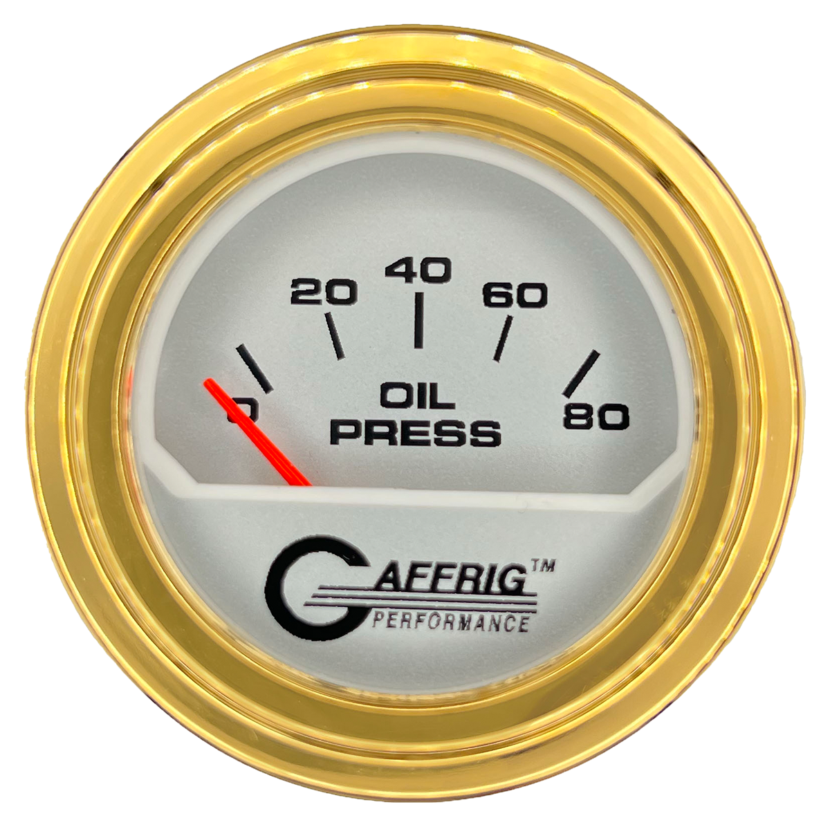 #195816 2 INCH ELECTRIC OIL PRESSURE 0-80 PSI PLATINUM Gold / Step