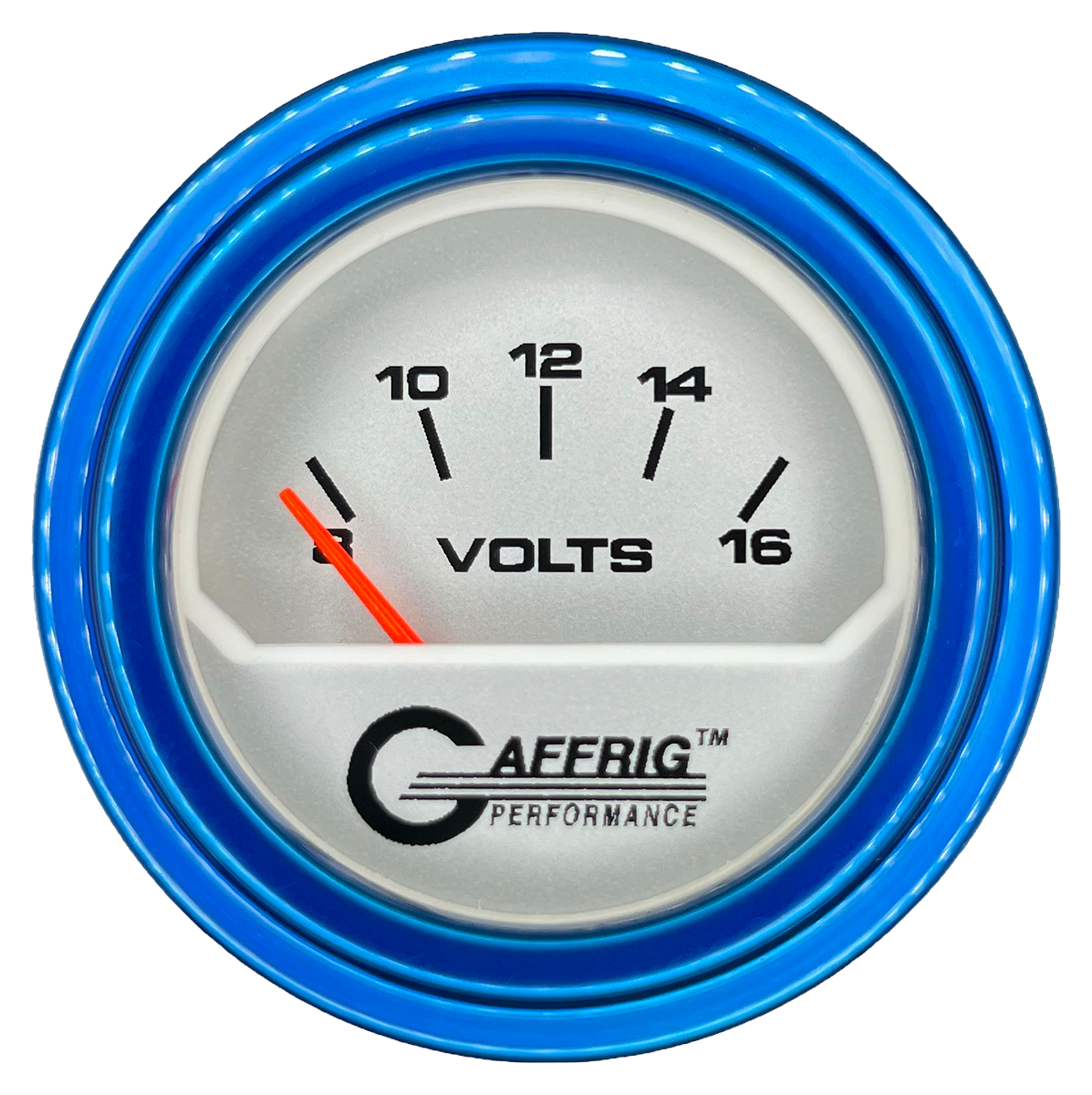 #195832 2 INCH ELECTRIC VOLTMETER 8-16 VOLT PLATINUM Blue / Step