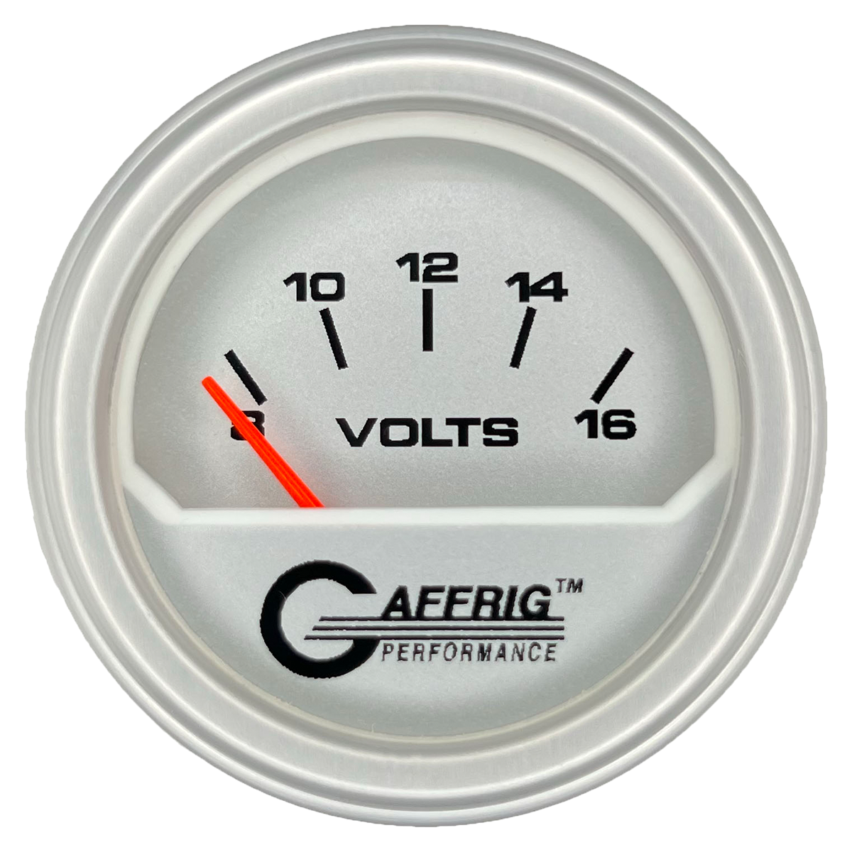 #195832 2 INCH ELECTRIC VOLTMETER 8-16 VOLT PLATINUM Platinum / Step