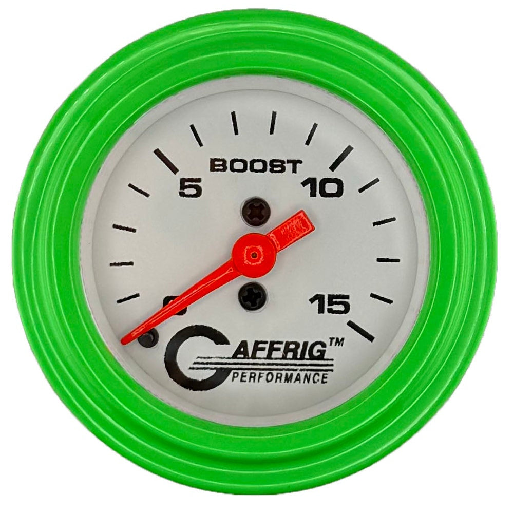 GAFFRIG PART #196500 2 INCH MECHANICAL BOOST MARINE BOAT GAUGE 0-15 PSI WHITE