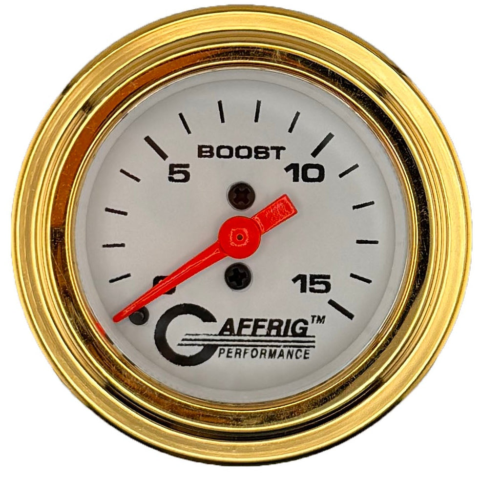 GAFFRIG PART #196500 2 INCH MECHANICAL BOOST MARINE BOAT GAUGE 0-15 PSI WHITE