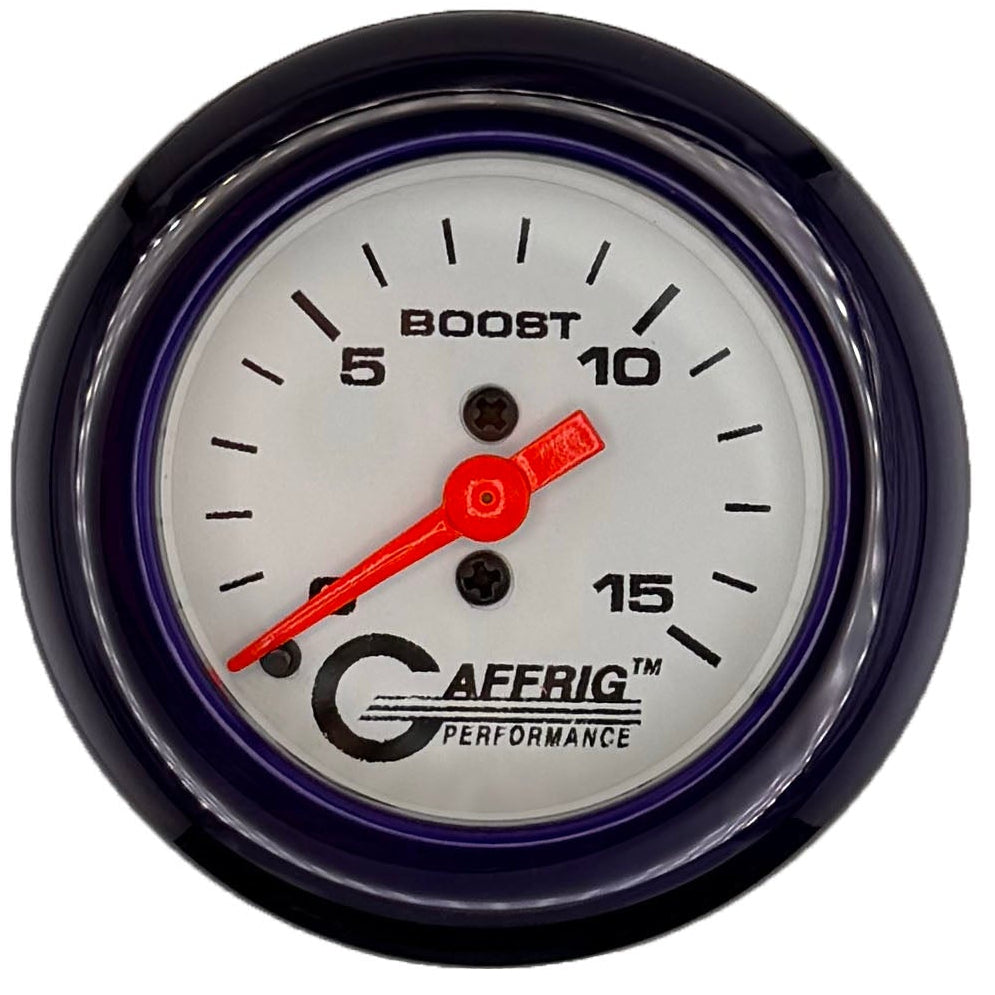 GAFFRIG PART #196500 2 INCH MECHANICAL BOOST MARINE BOAT GAUGE 0-15 PSI WHITE