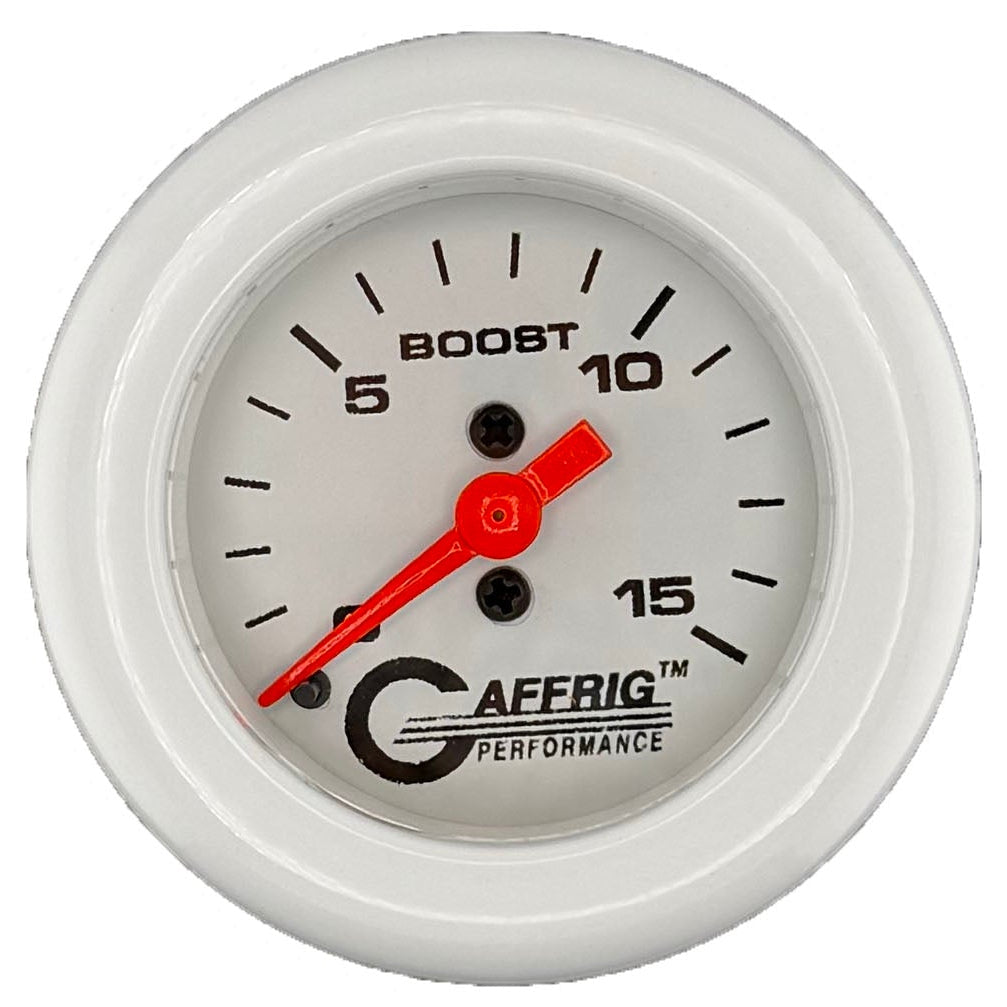GAFFRIG PART #196500 2 INCH MECHANICAL BOOST MARINE BOAT GAUGE 0-15 PSI WHITE