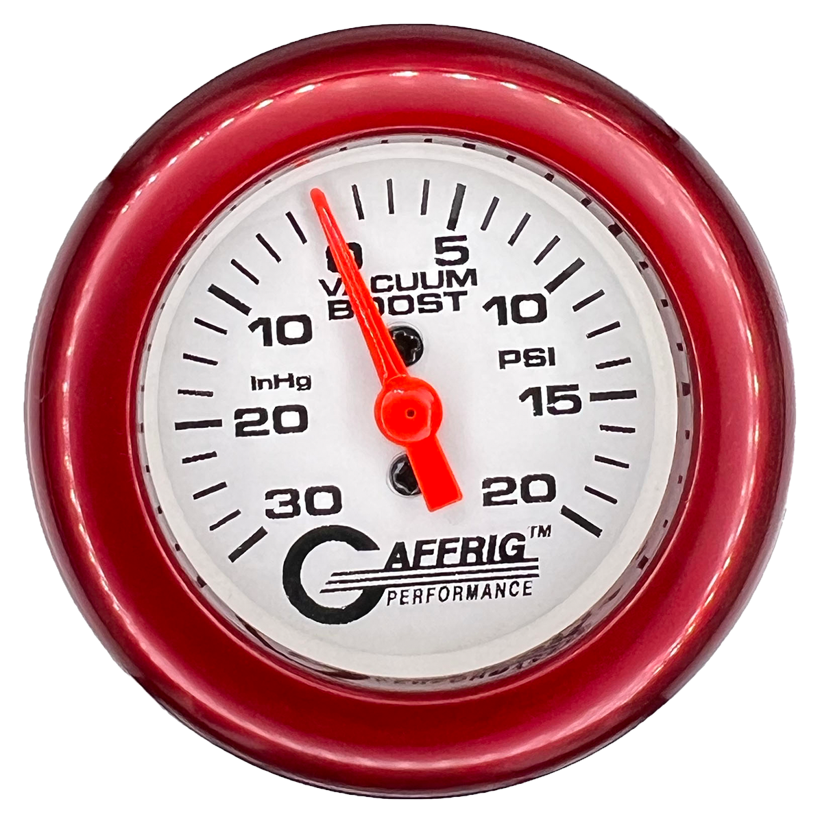 #196518 2 INCH MECHANICAL VACUUM 0-30HG/BOOST 0-20 PSI- WHITE Red / Step