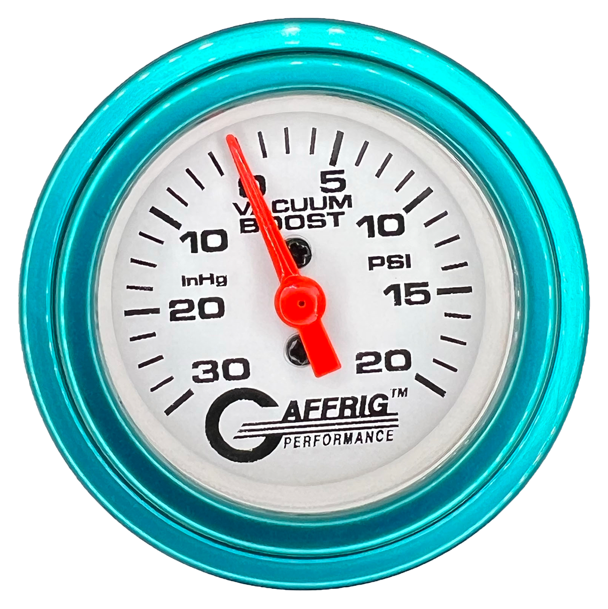 #196518 2 INCH MECHANICAL VACUUM 0-30HG/BOOST 0-20 PSI- WHITE Teal / Step