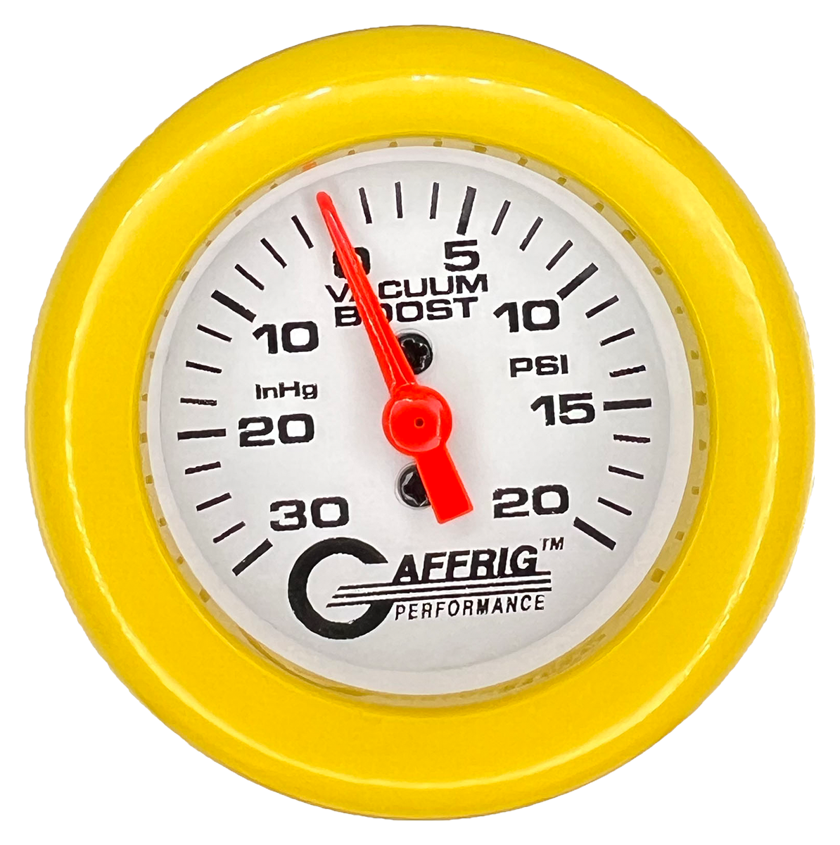 #196518 2 INCH MECHANICAL VACUUM 0-30HG/BOOST 0-20 PSI- WHITE Yellow / Step