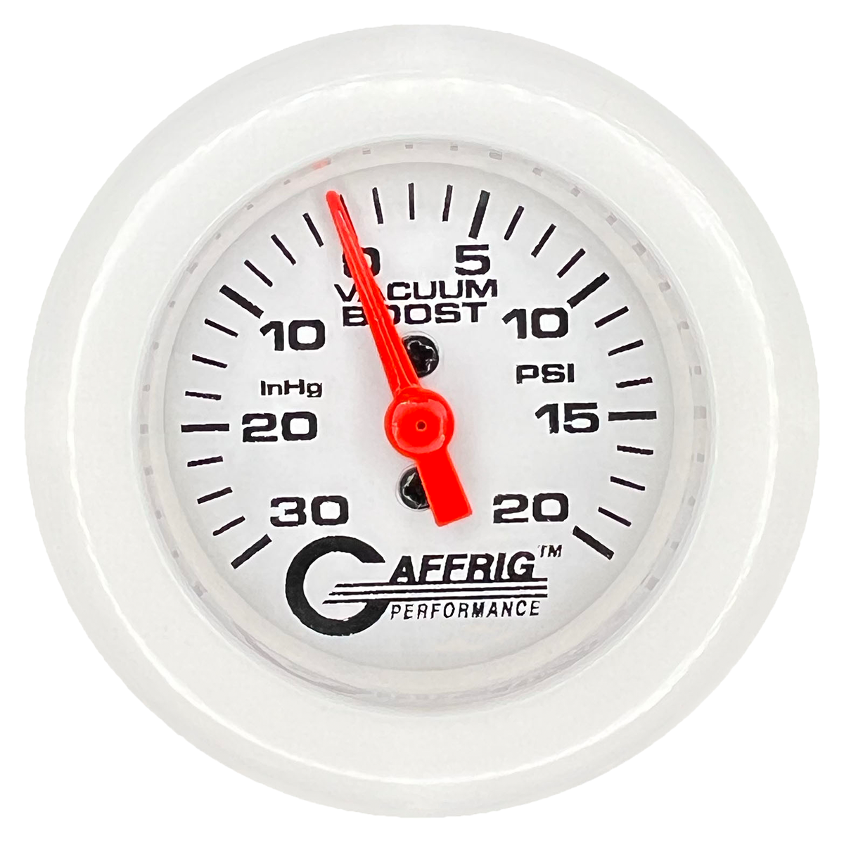 #196518 2 INCH MECHANICAL VACUUM 0-30HG/BOOST 0-20 PSI- WHITE White / Fat