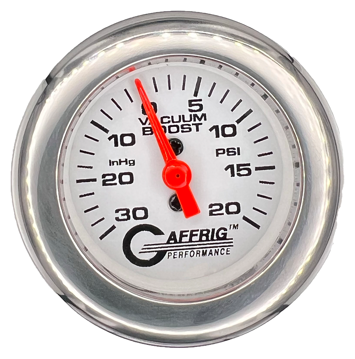 #196518 2 INCH MECHANICAL VACUUM 0-30HG/BOOST 0-20 PSI- WHITE Chrome / Step