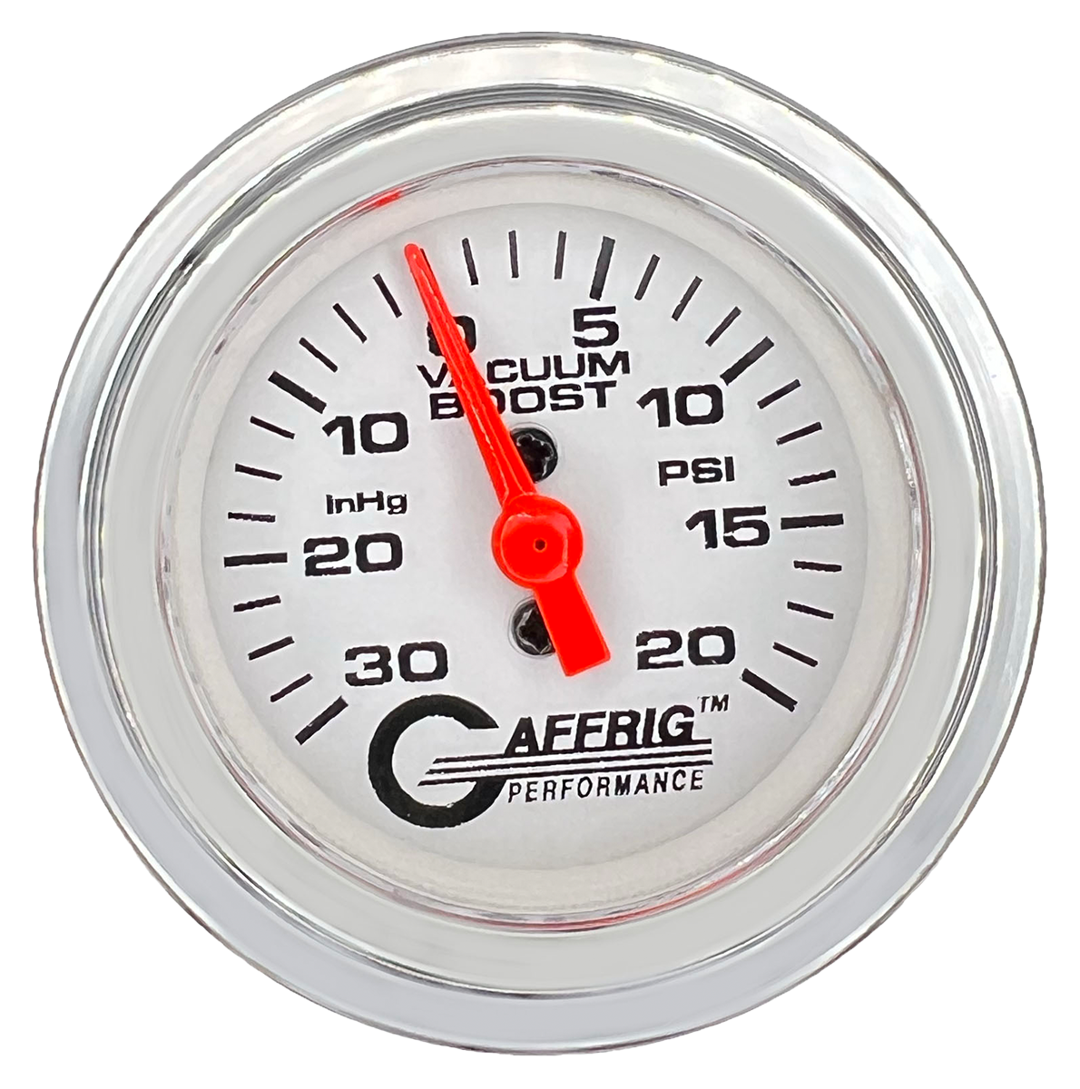 #196518 2 INCH MECHANICAL VACUUM 0-30HG/BOOST 0-20 PSI- WHITE Chrome / Step