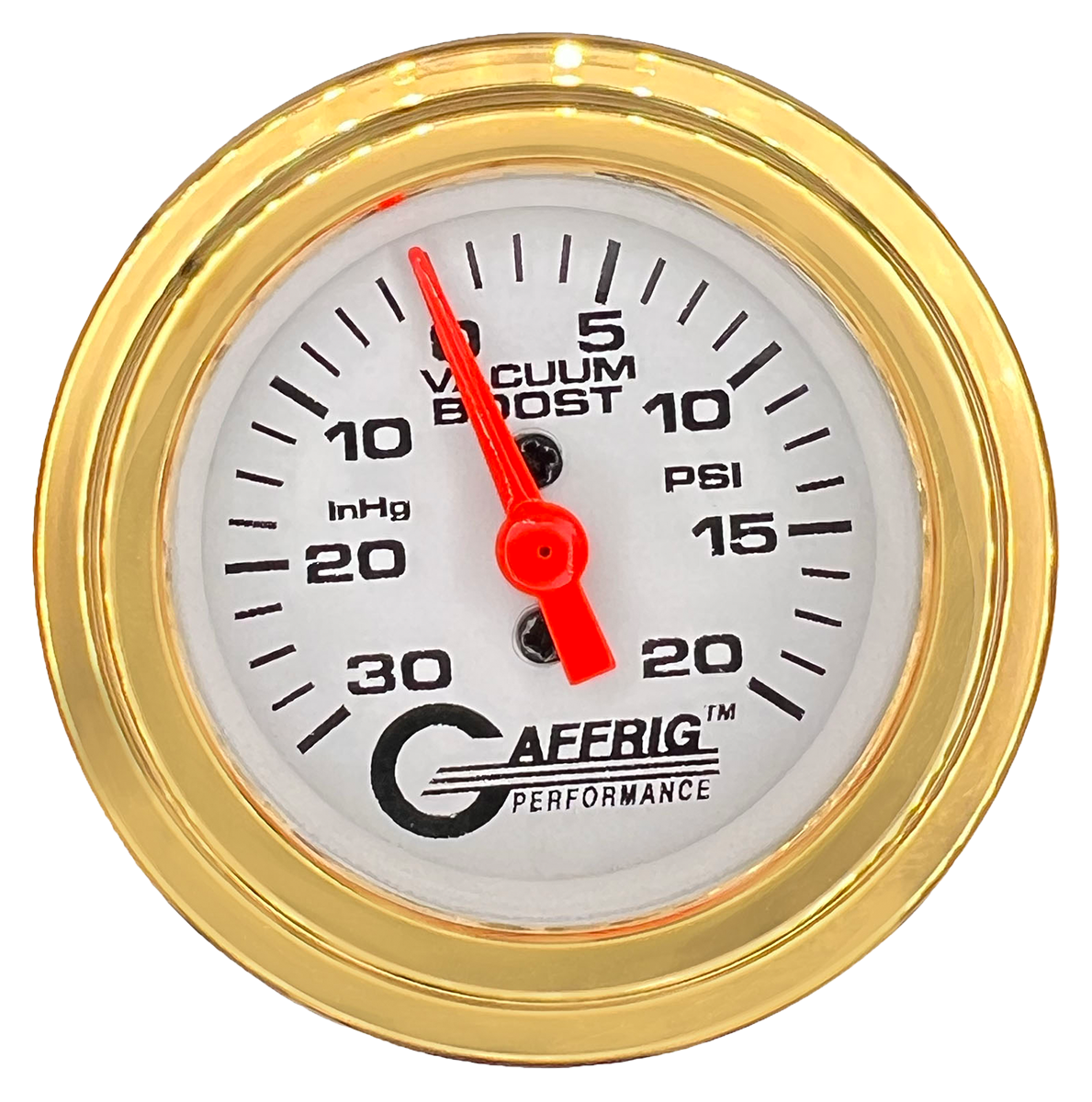 #196518 2 INCH MECHANICAL VACUUM 0-30HG/BOOST 0-20 PSI- WHITE Gold / Step