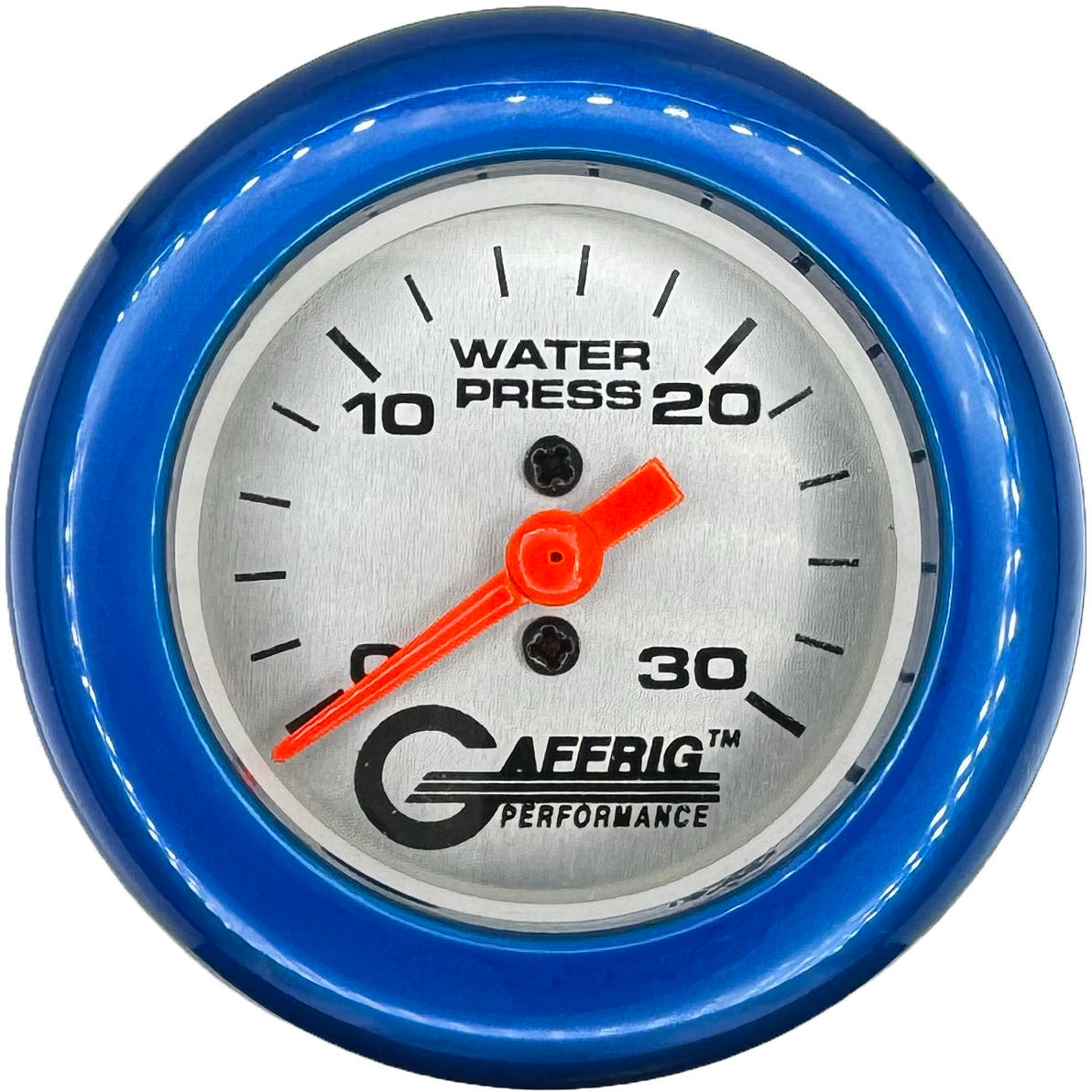 GAFFRIG PART #196822 2 INCH MECHANICAL WATER PRESS. GAUGE 0-30 PSI PLATINUM BLUE / STEP RIM