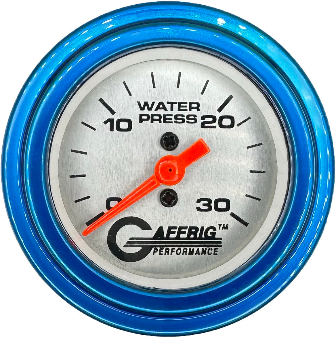 GAFFRIG PART #196822 2 INCH MECHANICAL WATER PRESS. GAUGE 0-30 PSI PLATINUM BLUE / STEP RIM