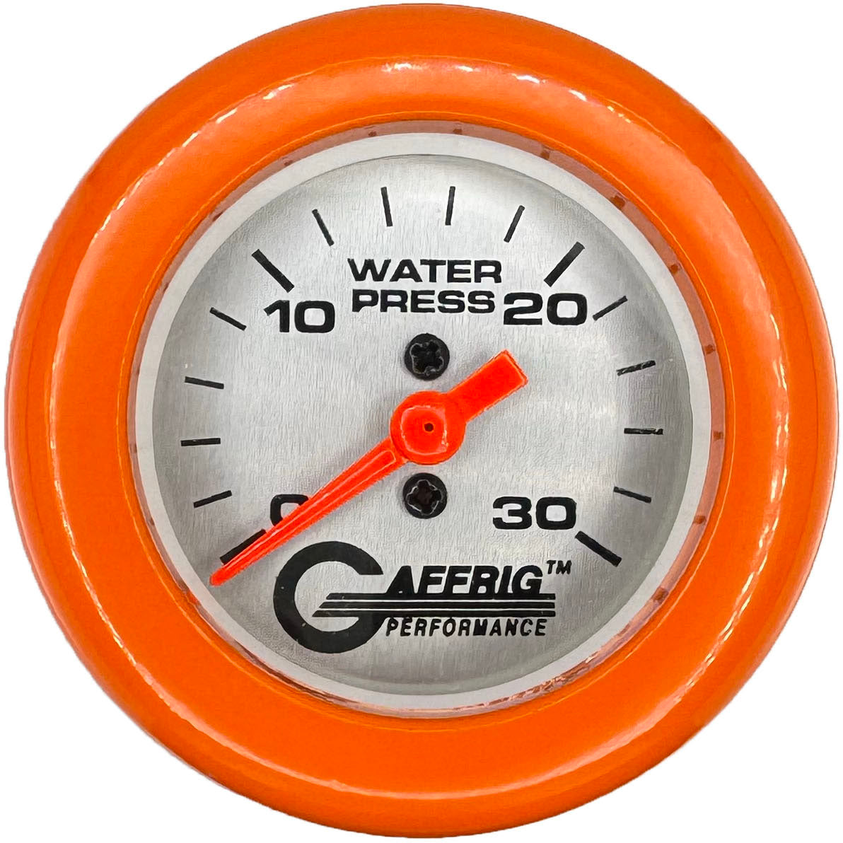 GAFFRIG PART #196822 2 INCH MECHANICAL WATER PRESS. GAUGE 0-30 PSI PLATINUM ORANGE / STEP RIM