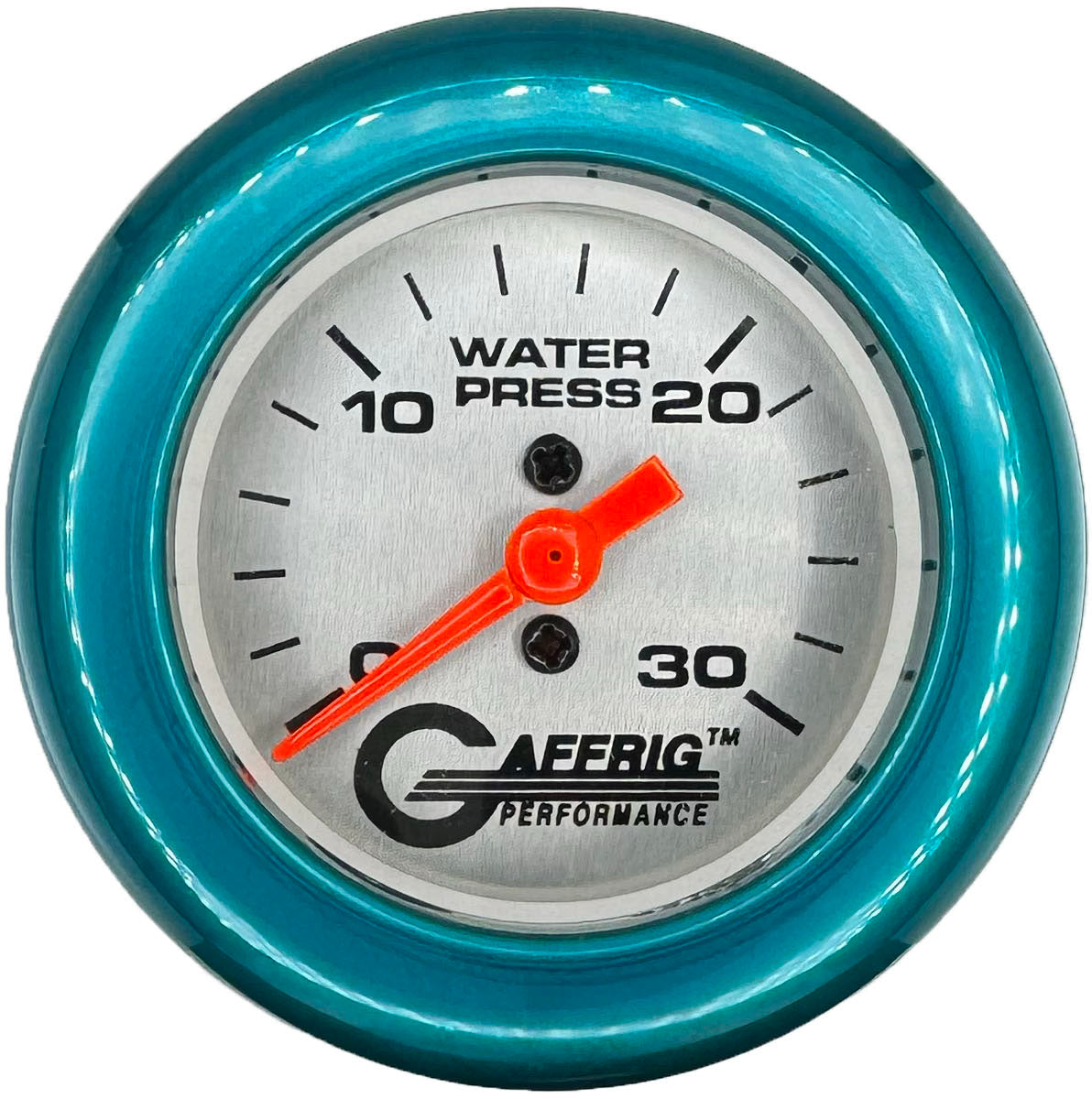 GAFFRIG PART #196822 2 INCH MECHANICAL WATER PRESS. GAUGE 0-30 PSI PLATINUM TEAL / STEP RIM
