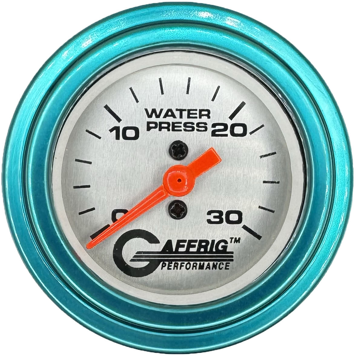GAFFRIG PART #196822 2 INCH MECHANICAL WATER PRESS. GAUGE 0-30 PSI PLATINUM TEAL / STEP RIM
