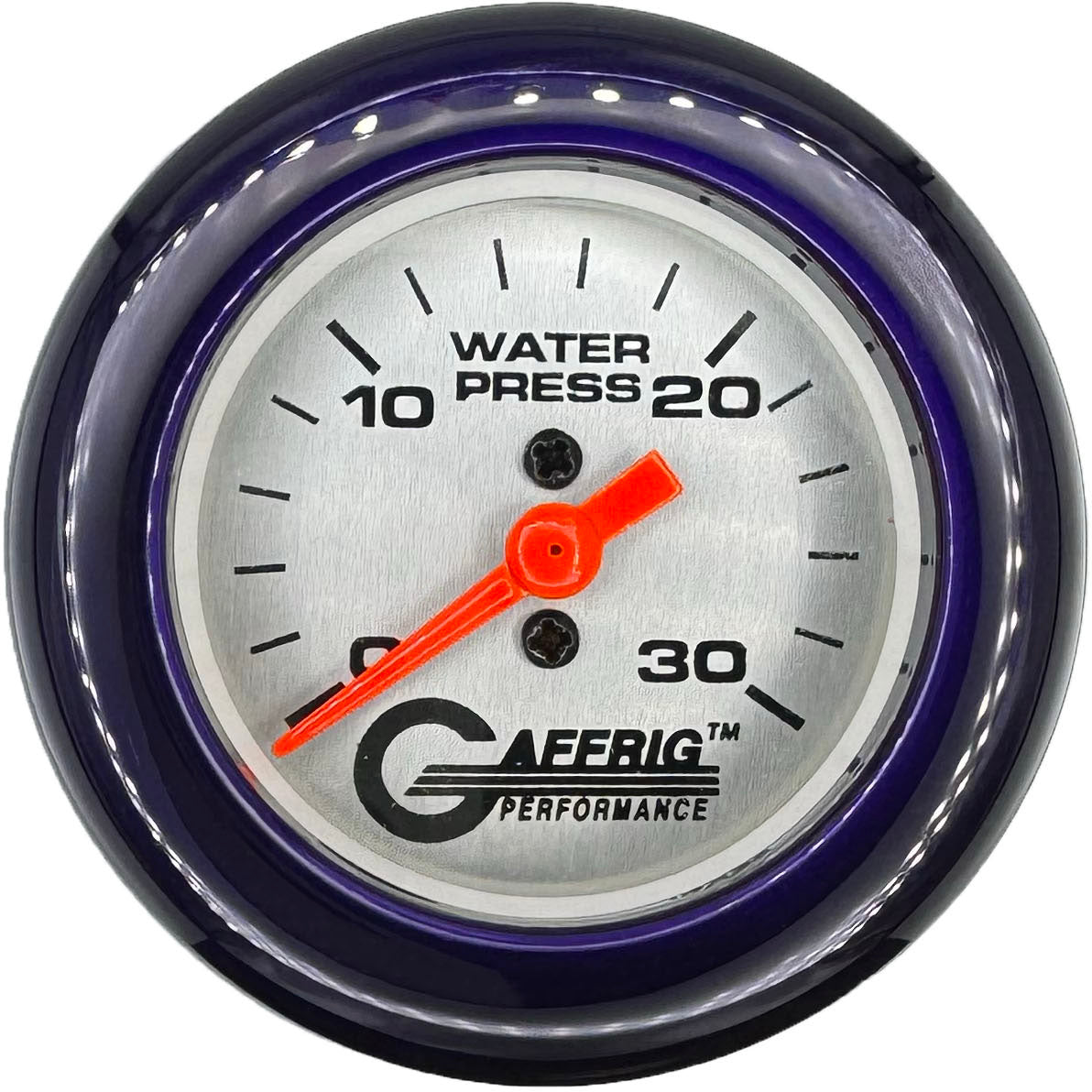 GAFFRIG PART #196822 2 INCH MECHANICAL WATER PRESS. GAUGE 0-30 PSI PLATINUM PURPLE / STEP RIM