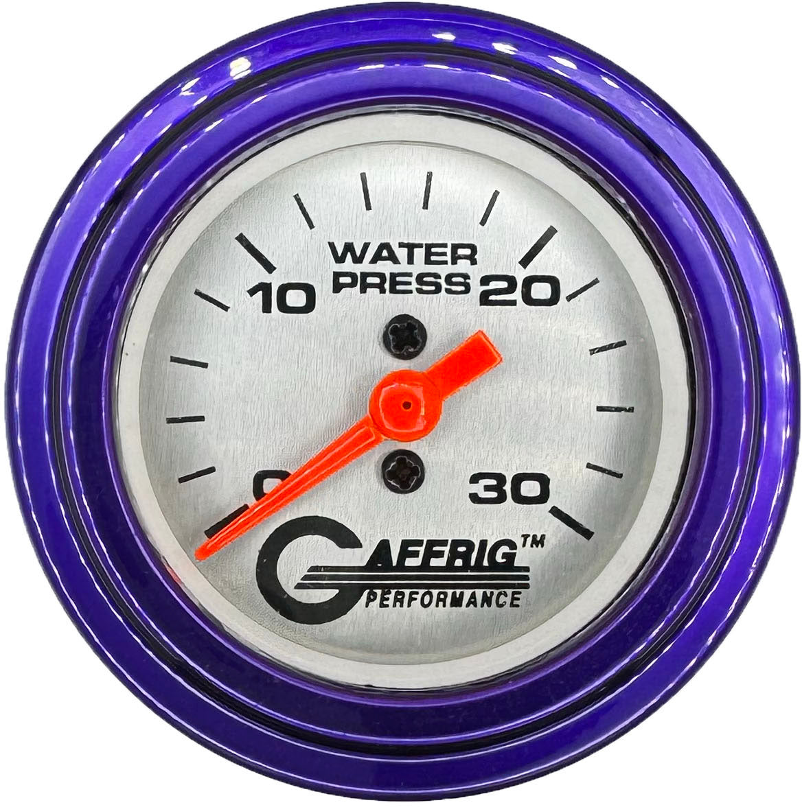 GAFFRIG PART #196822 2 INCH MECHANICAL WATER PRESS. GAUGE 0-30 PSI PLATINUM PURPLE / STEP RIM