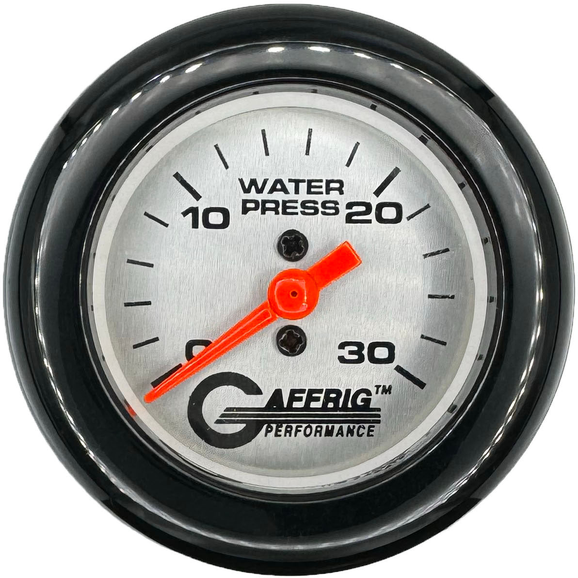 GAFFRIG PART #196822 2 INCH MECHANICAL WATER PRESS. GAUGE 0-30 PSI PLATINUM BLACK / STEP RIM