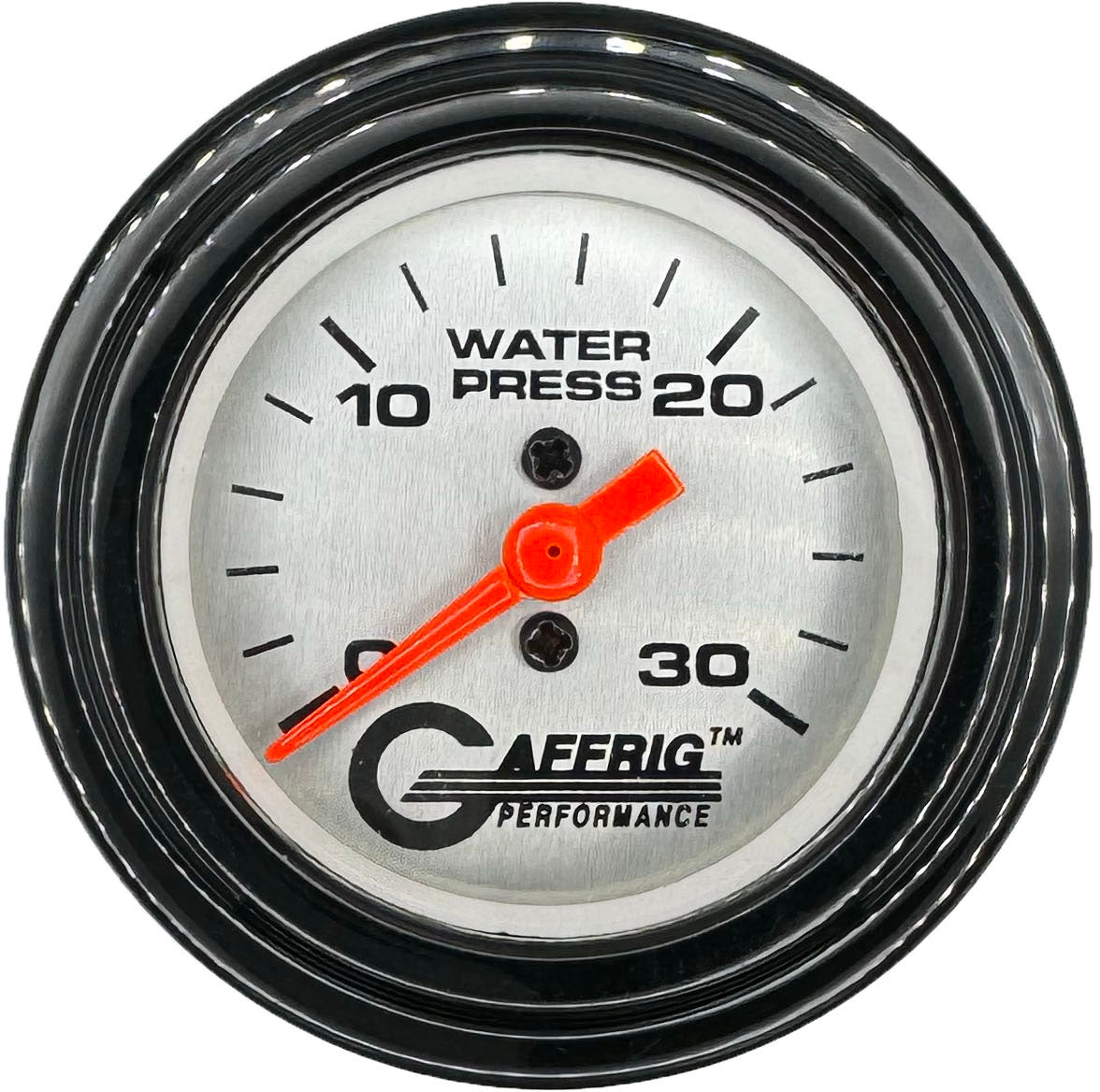 GAFFRIG PART #196822 2 INCH MECHANICAL WATER PRESS. GAUGE 0-30 PSI PLATINUM BLACK / STEP RIM