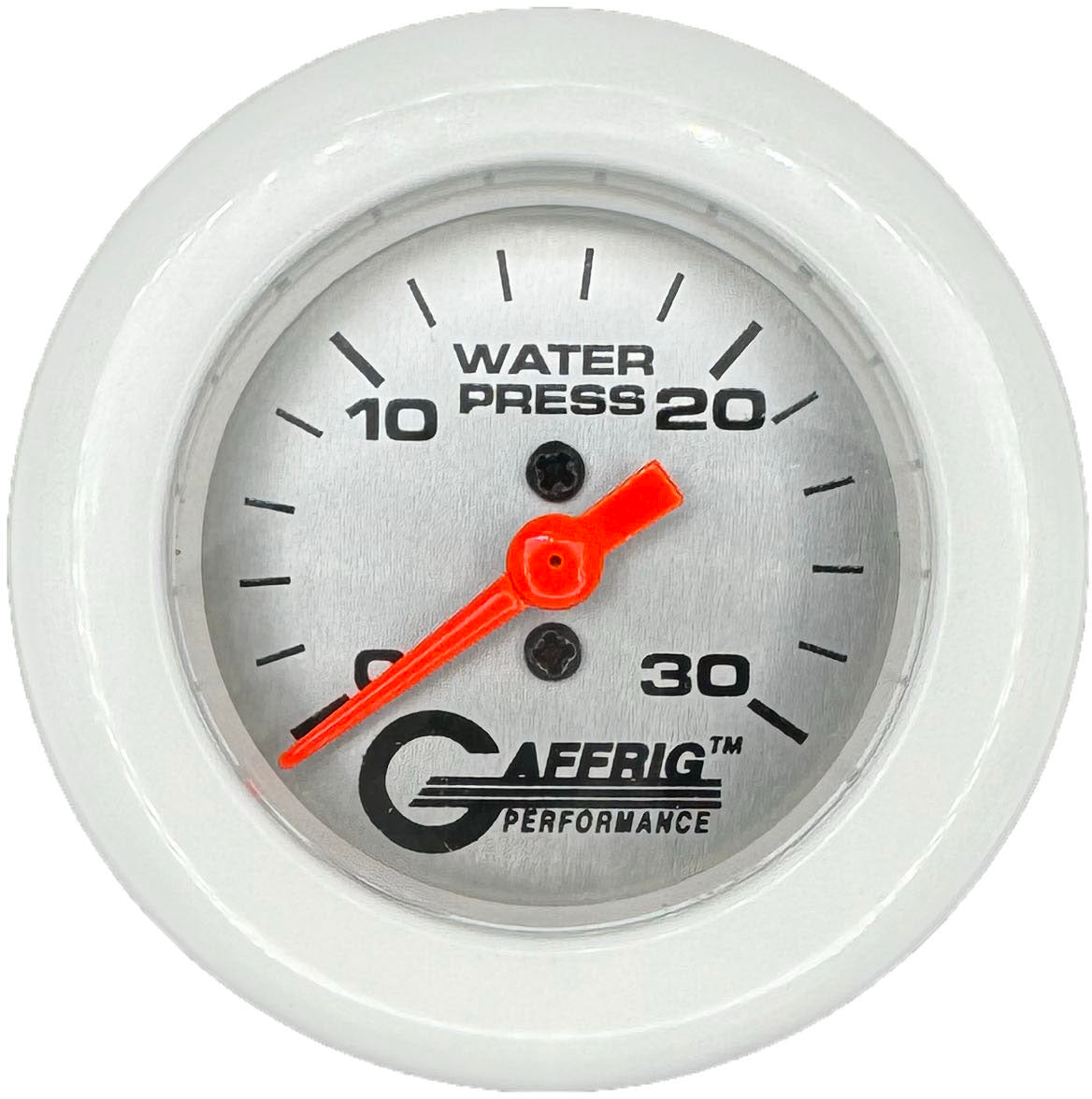 GAFFRIG PART #196822 2 INCH MECHANICAL WATER PRESS. GAUGE 0-30 PSI PLATINUM WHITE / STEP RIM