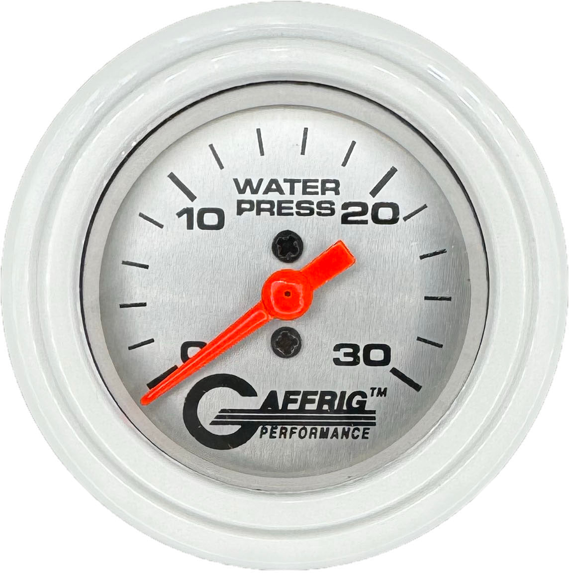 GAFFRIG PART #196822 2 INCH MECHANICAL WATER PRESS. GAUGE 0-30 PSI PLATINUM WHITE / STEP RIM